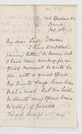 Letter, 18 October 1898