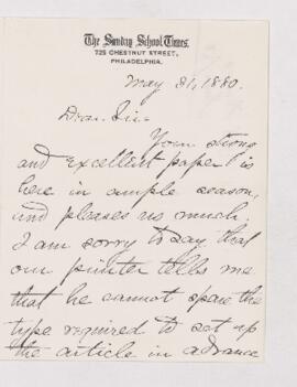 Letter, 31 May 1880