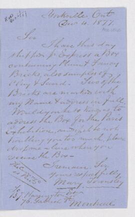 Letter from Mary Townsley to B.J. Harrington.