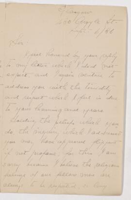 Letter, 6 September 1886