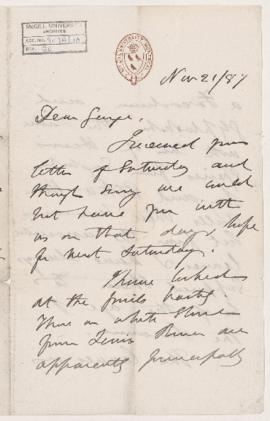 Letter, 21 November 1887