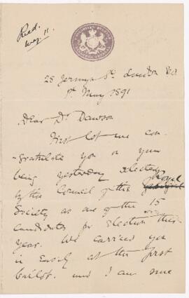 Letter, 1 May 1891