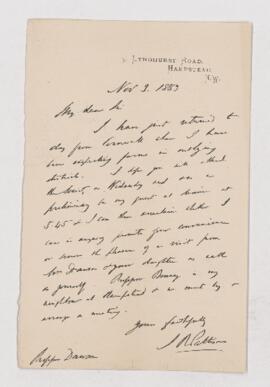 Letter, 3 November 1883