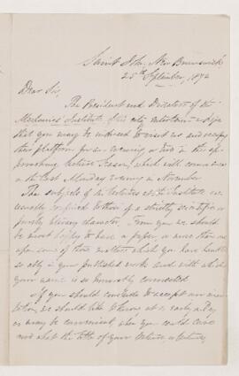 Letter, 25 September 1872