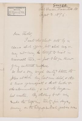 Letter, 3 September 1876