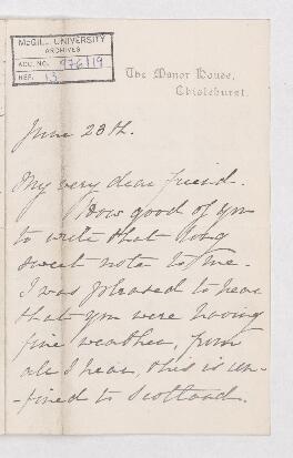 Letter, 23 June 1884