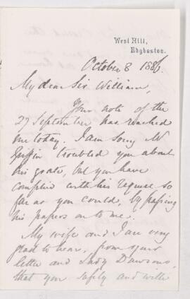 Letter, 8 October 1886