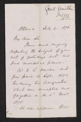 Letter, 4 July 1876