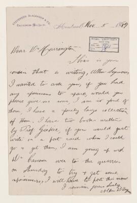 Letter, 5 November 1889