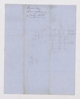 Account, 26 December 1851