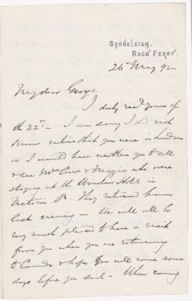 Letter, 26 May 1892