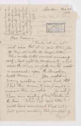 Letter, 29 December 1870