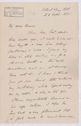 Letter, 26 September 1885