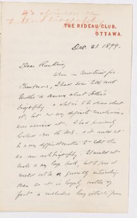 Letter, 31 December 1899