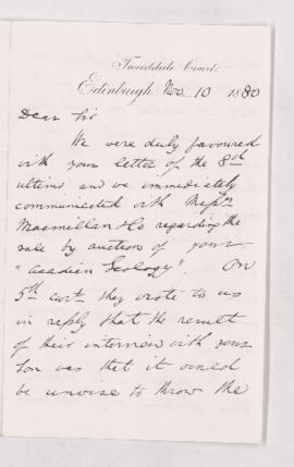 Letter, 10 November 1880