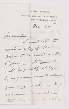 Letter from F. Petrie