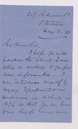 Letter, 3 May 1880