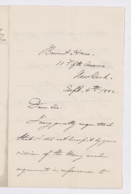 Letter, 4 September 1882