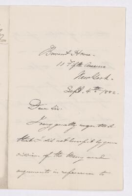 Letter, 4 September 1882