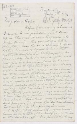 Letter, 7 July 1891