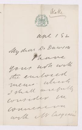 Letter, 1 April 1882