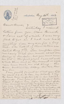 Letter, 30 August 1903