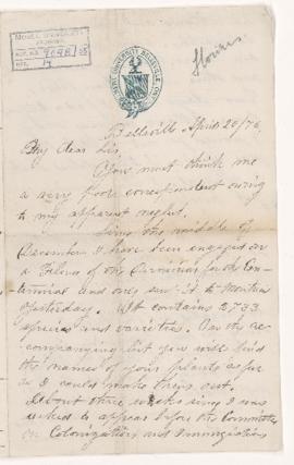 Letter, 20 April 1876