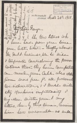 Letter, 26 November 1900