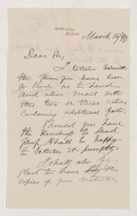 Letter, 14 March 1890