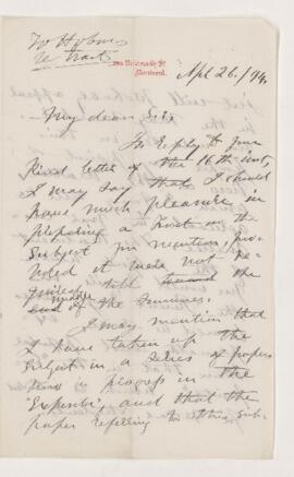 Letter, 26 April 1894