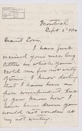 Letter, 2 September 1884