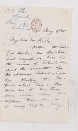 Letter, 6 January 1881