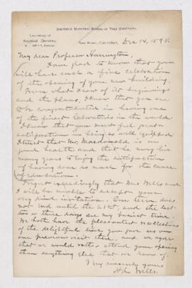 Letter from H.L. Wells to B.J. Harrington, written from New Haven (Conneticut).