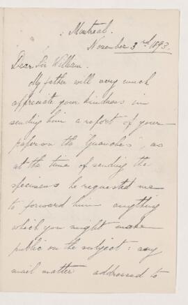 Letter, 3 November 1893