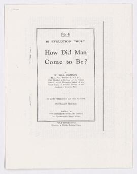 Lecture, How Did Man Come to Be?