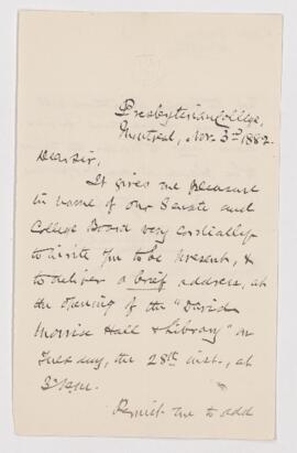 Letter, 3 November 1882