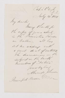 Letter, 14 July 1881