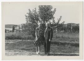 Ethel and Herbert Renouf at beach house, Percé