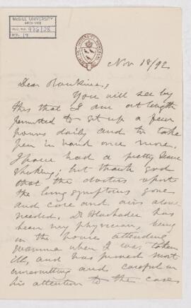 Letter, 18 November 1892