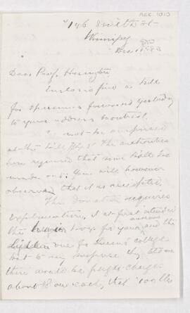 Letter from J. Hayes Pauton to B.J. Harrington, written from Winnipeg.