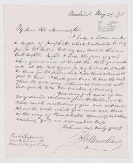 Letter from J.H. Denshaw to B.J. Harrington, written from Montreal.