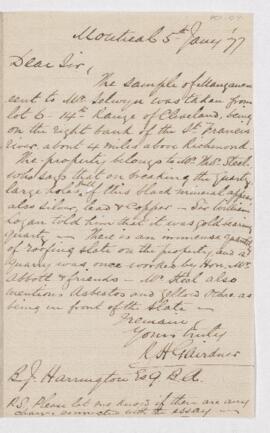 Letter from R.H. Gairdner to B.J. Harrington.