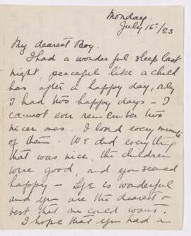 Letter, 16 July 1923