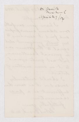 Letter from Robert Craik to B.J. Harrington, written from Montreal.