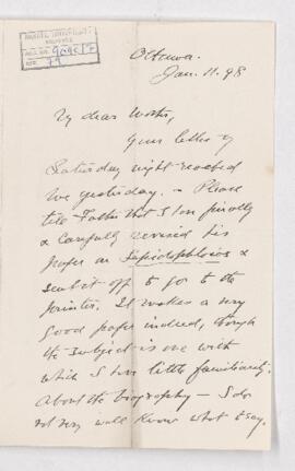 Letter, 11 January 1898