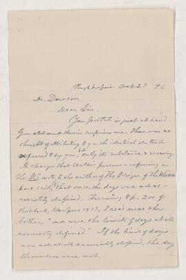 Letter, 27 October 1896