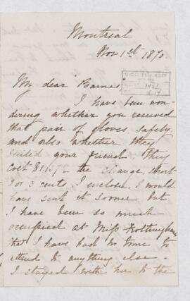 Letter, 1 November 1870