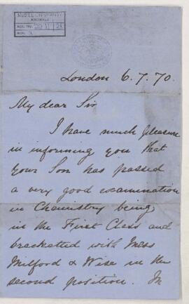 Letter, 6 July 1870