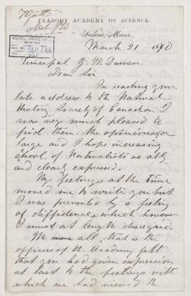 Letter, March 1870