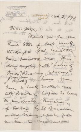 Letter, 2 October 1899